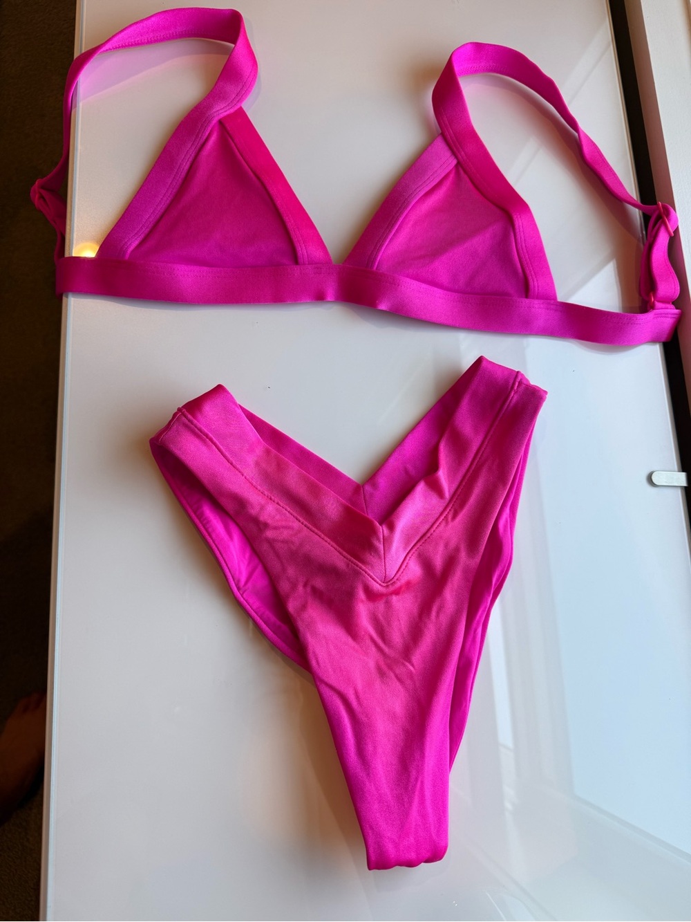 One One Hot Pink Triangle Bikini Set - Women Intimates & Sleepwear